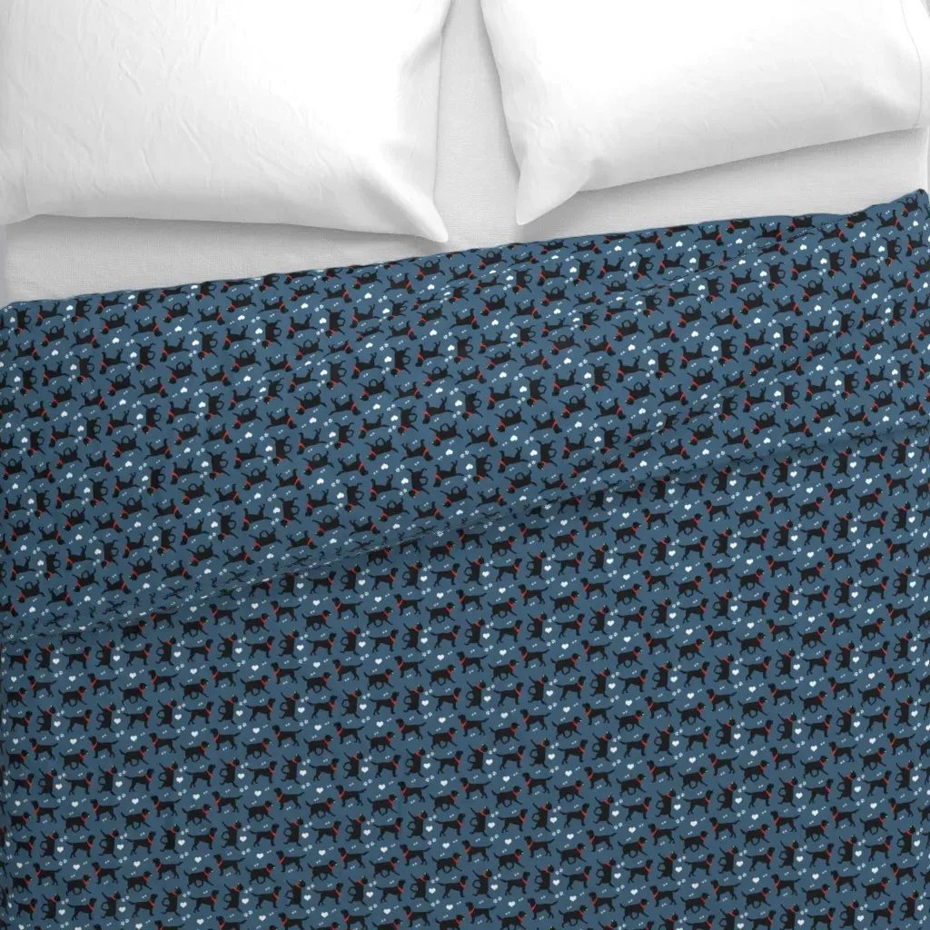 Black Labs with Navy Blue Duvet Cover - Black alternate view