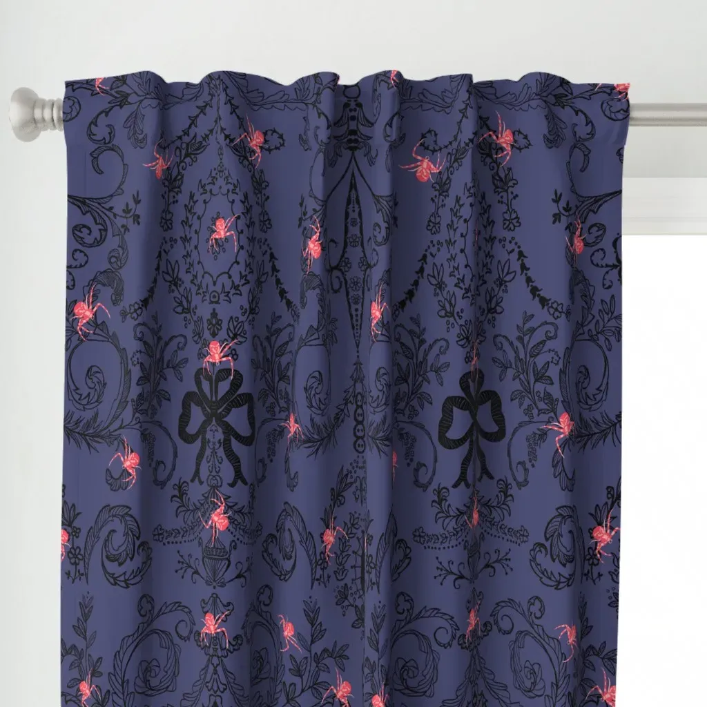 Black Lace And Spiders Curtain Panel - Dusty Rose, Pink alternate view