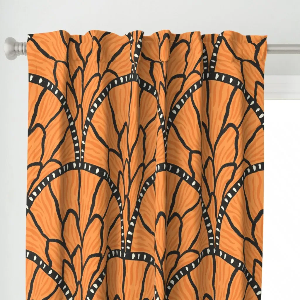 Black + Orange Abstract Curtain Panel alternate view