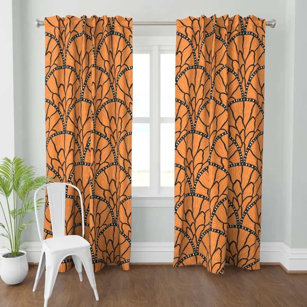 Black + Orange Abstract Curtain Panel product