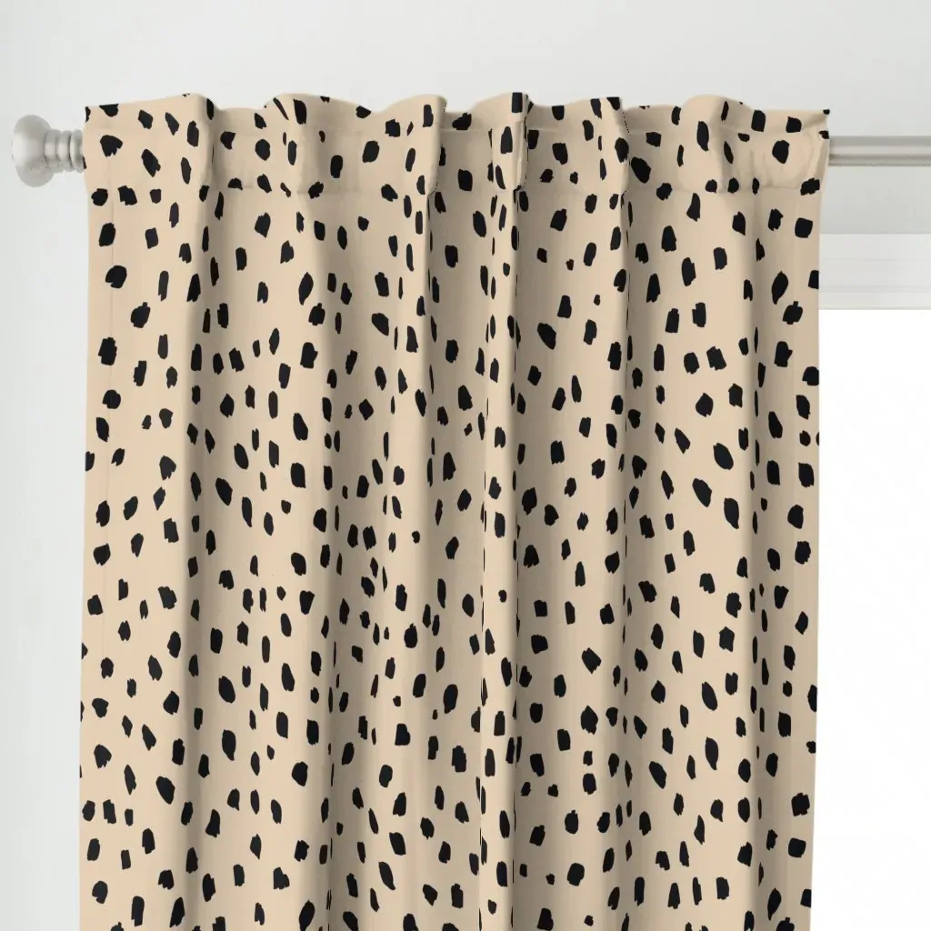 Black Speckle Marks Curtain Panel - Black alternate view