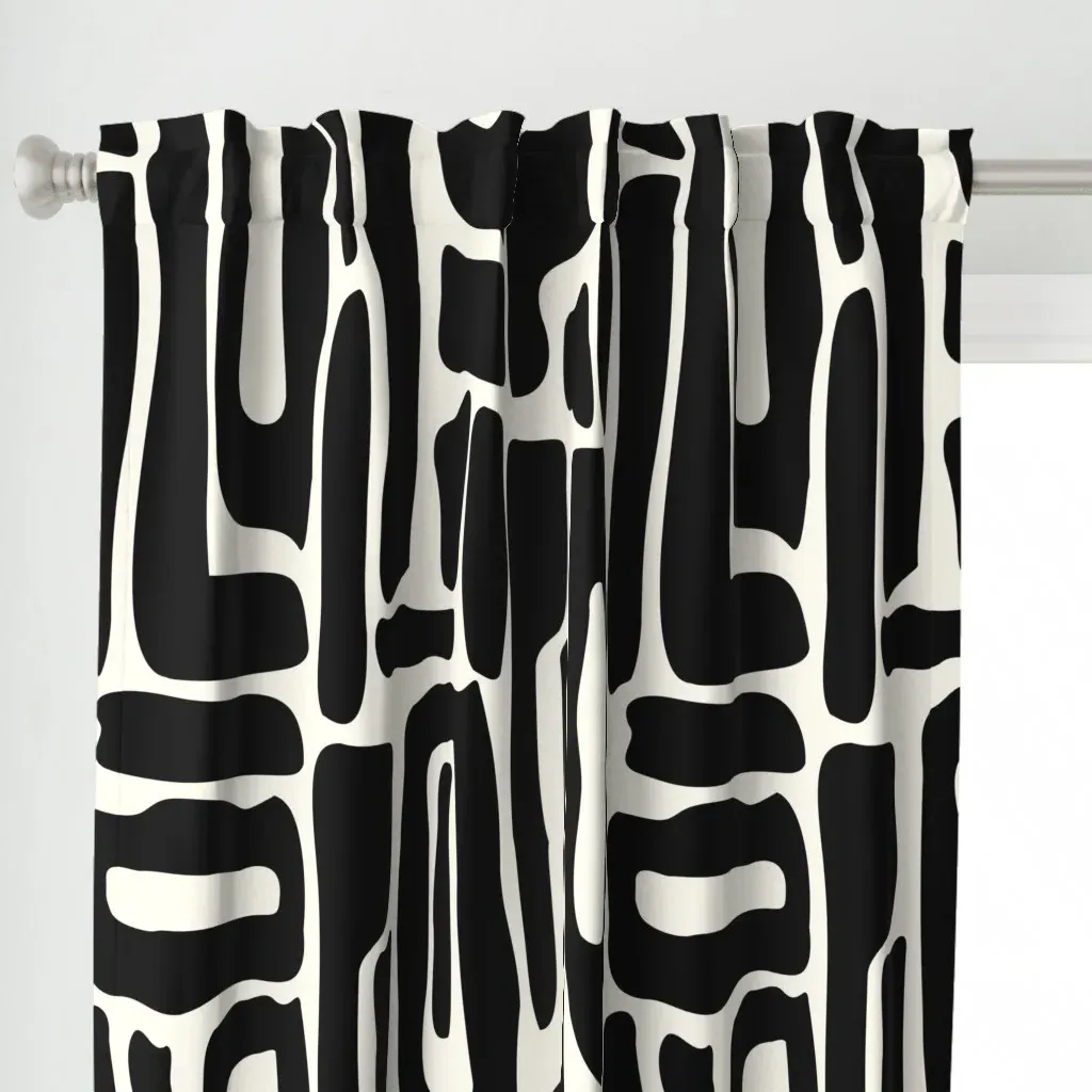 Black Stones Curtain Panel - Black alternate view