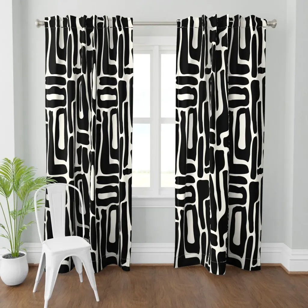 Black Stones Curtain Panel - Black product