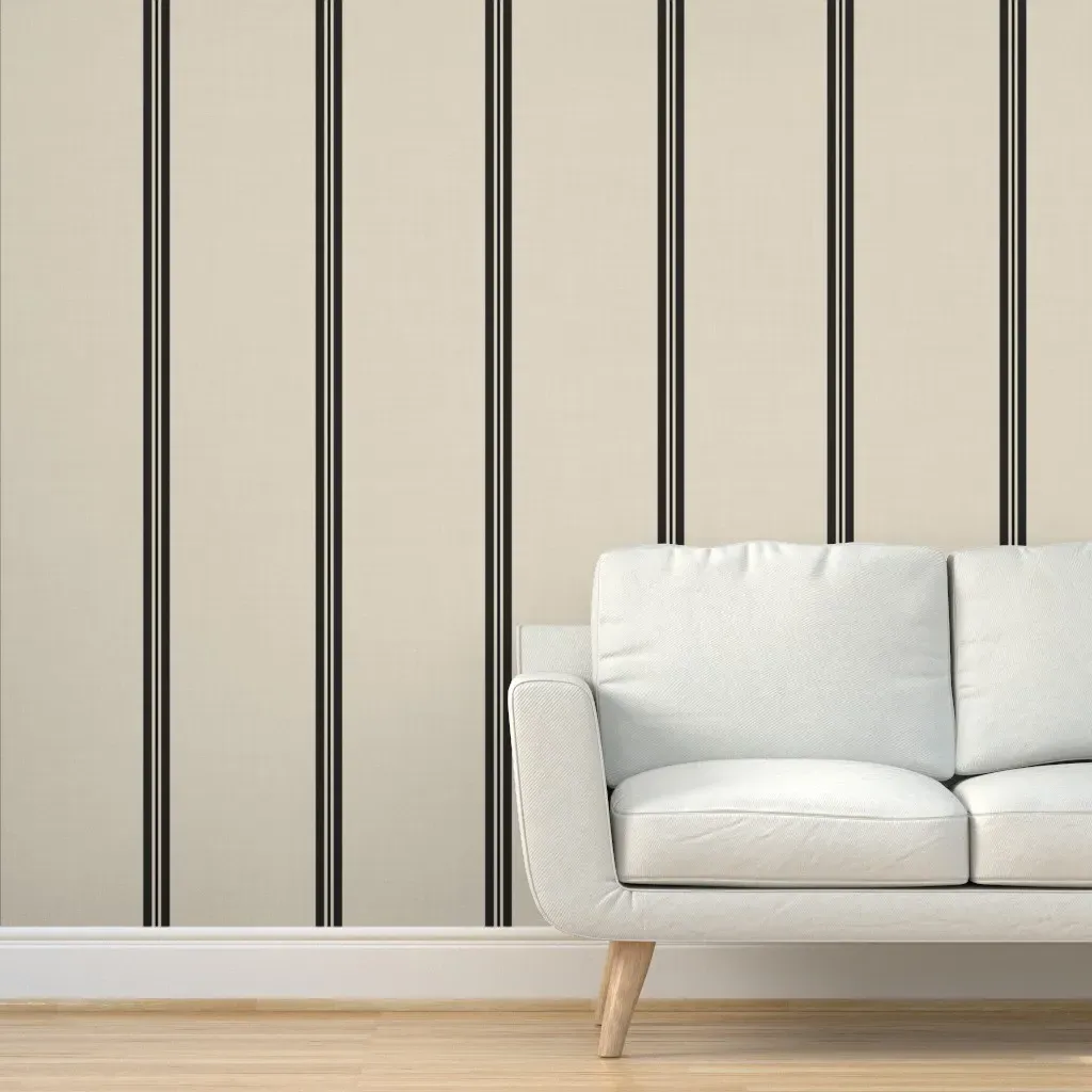 Black Stripe Peel and Stick Wallpaper - Black, Beige product
