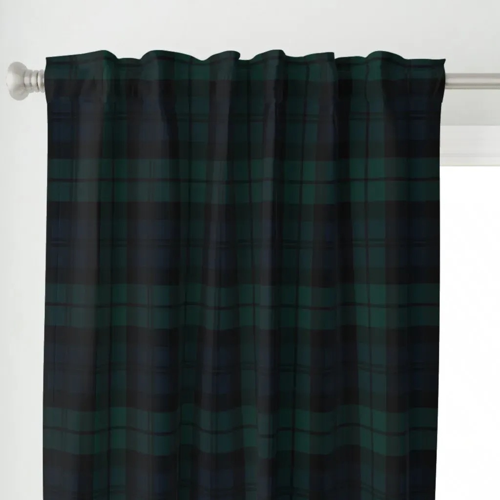 Black Watch Tartan Medium Curtain Panel - Dark Teal alternate view