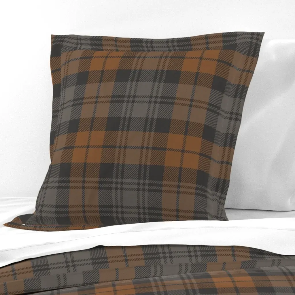 Black Watch Tartan Plaid Large Euro Pillow Sham - Brown product
