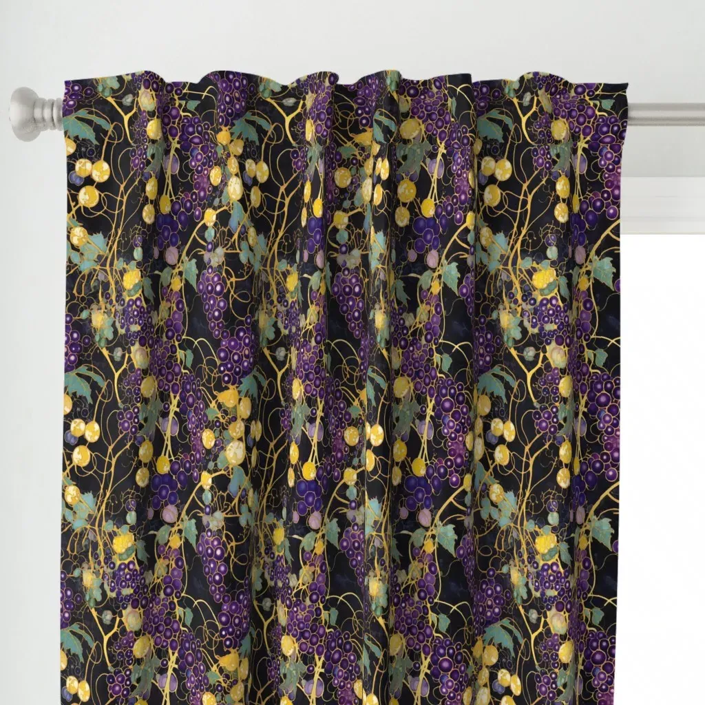 Blackberry Abundance Curtain Panel - Purple alternate view