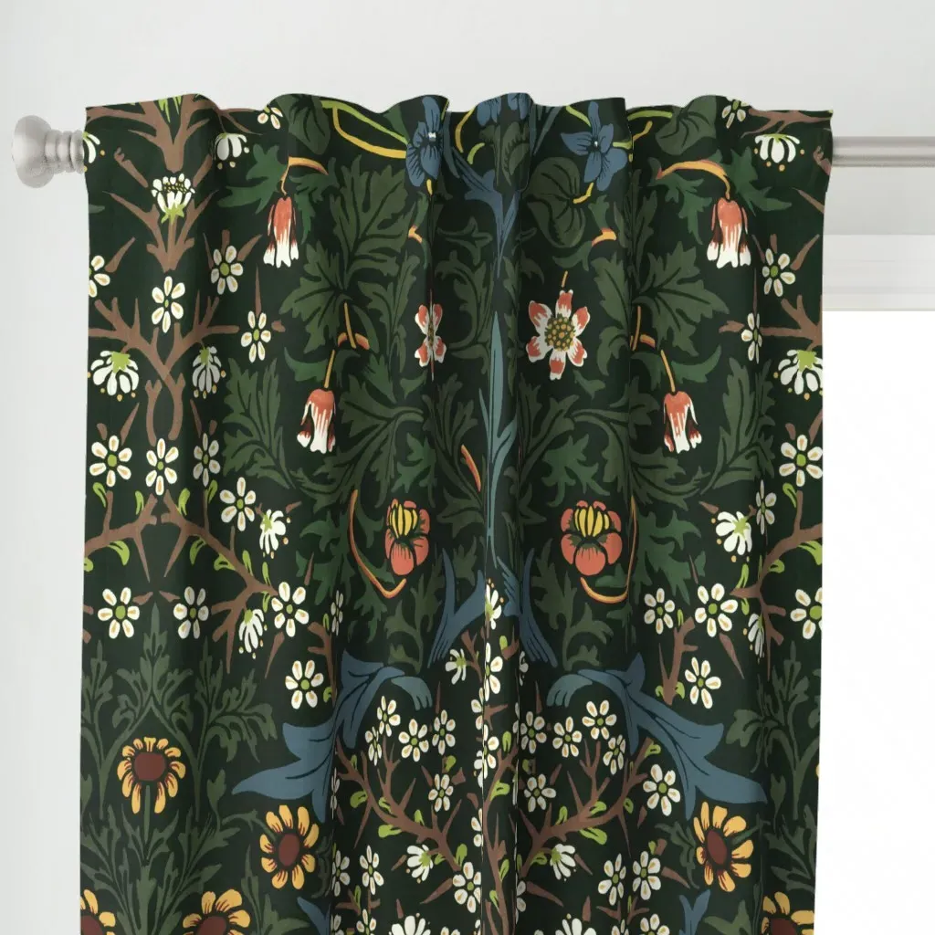Blackthorn By William Curtain Panel - Dark Green alternate view