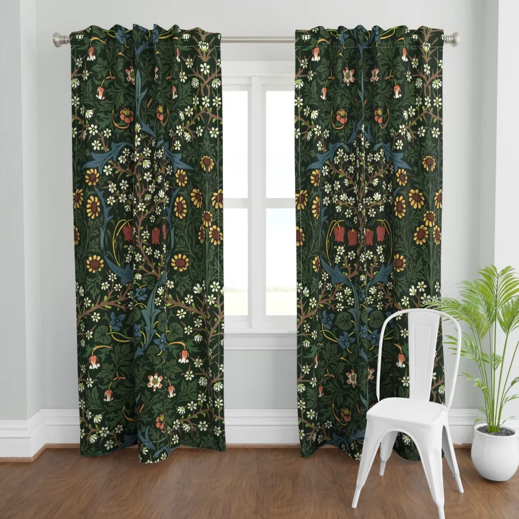 Blackthorn By William Curtain Panel - Dark Green product