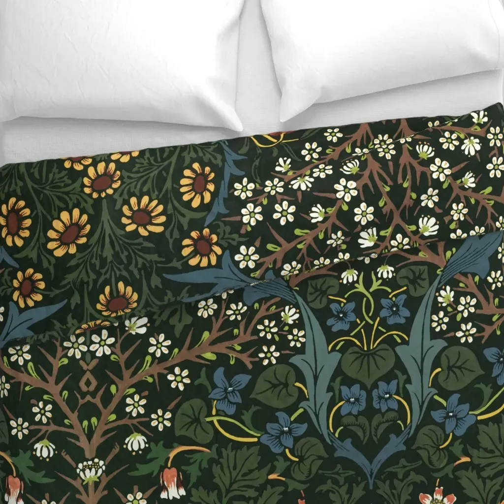 Blackthorn By William Morris Duvet Cover - Dark Green alternate view