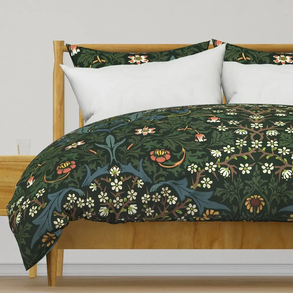 Blackthorn By William Morris Duvet Cover - Dark Green product