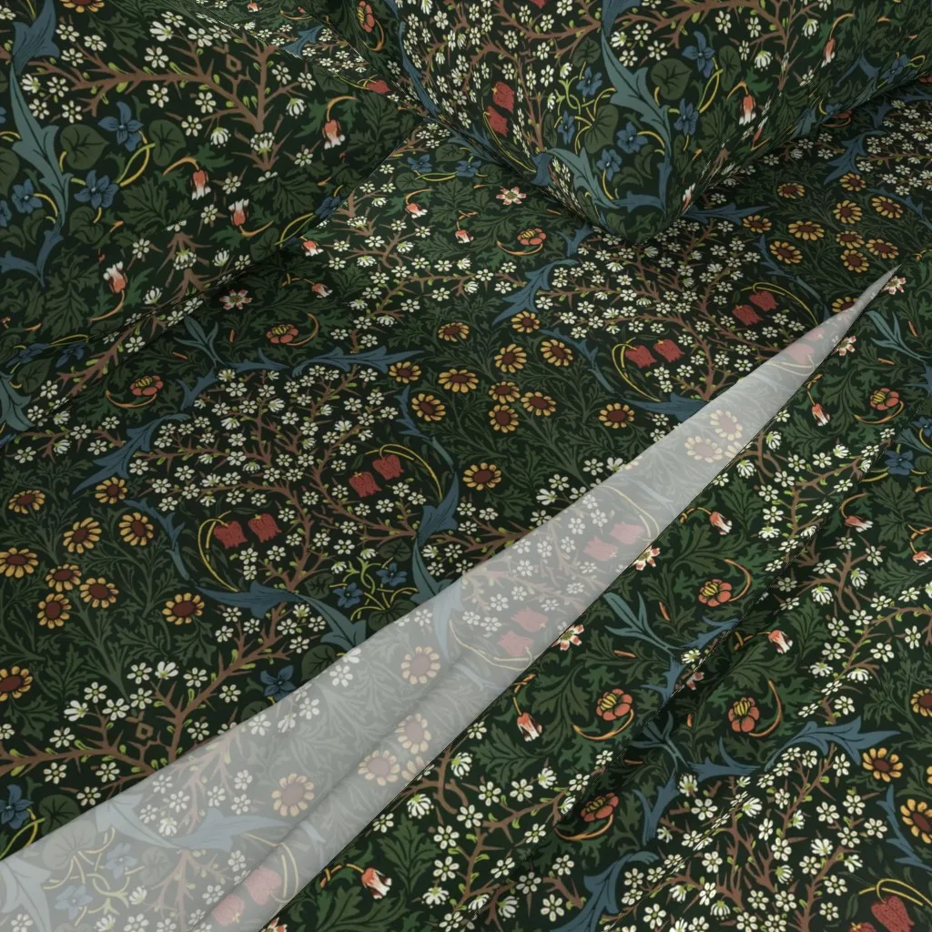 Blackthorn By William Morris Twin Sheet Set - Dark Green alternate view