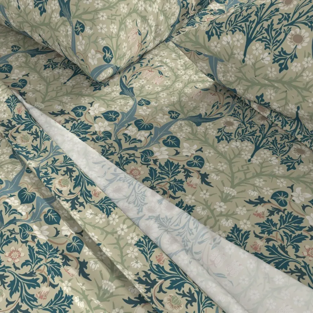 Blackthorn In Morning Glory King Size Sheet Set - Teal alternate view