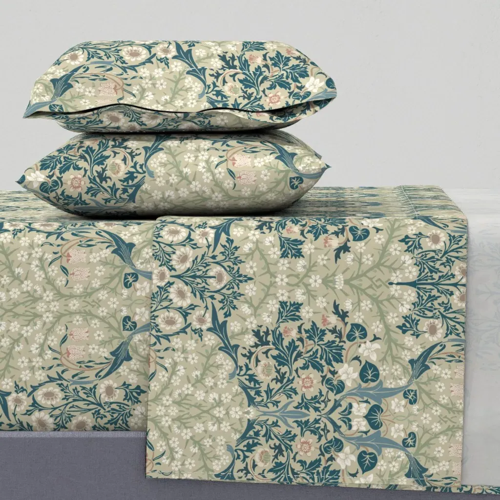 Blackthorn In Morning Glory King Size Sheet Set - Teal product