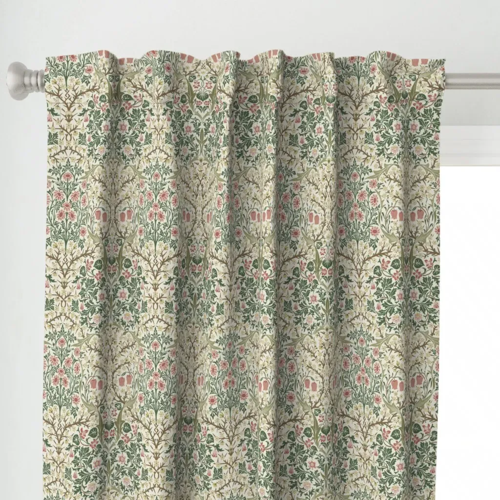 Blackthorn In Spring Curtain Panel - Green alternate view