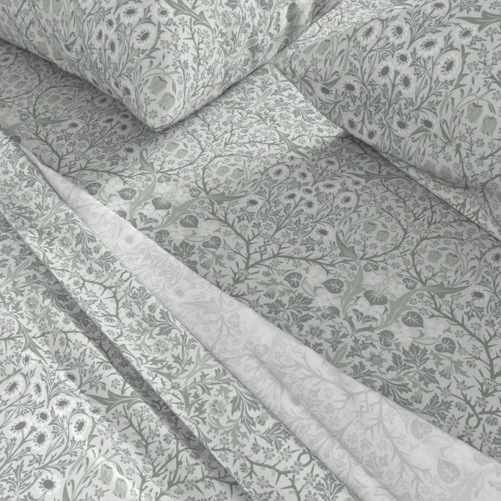 Blackthorn Silver Fox William Morris Queen Sheet Set - Gray alternate view