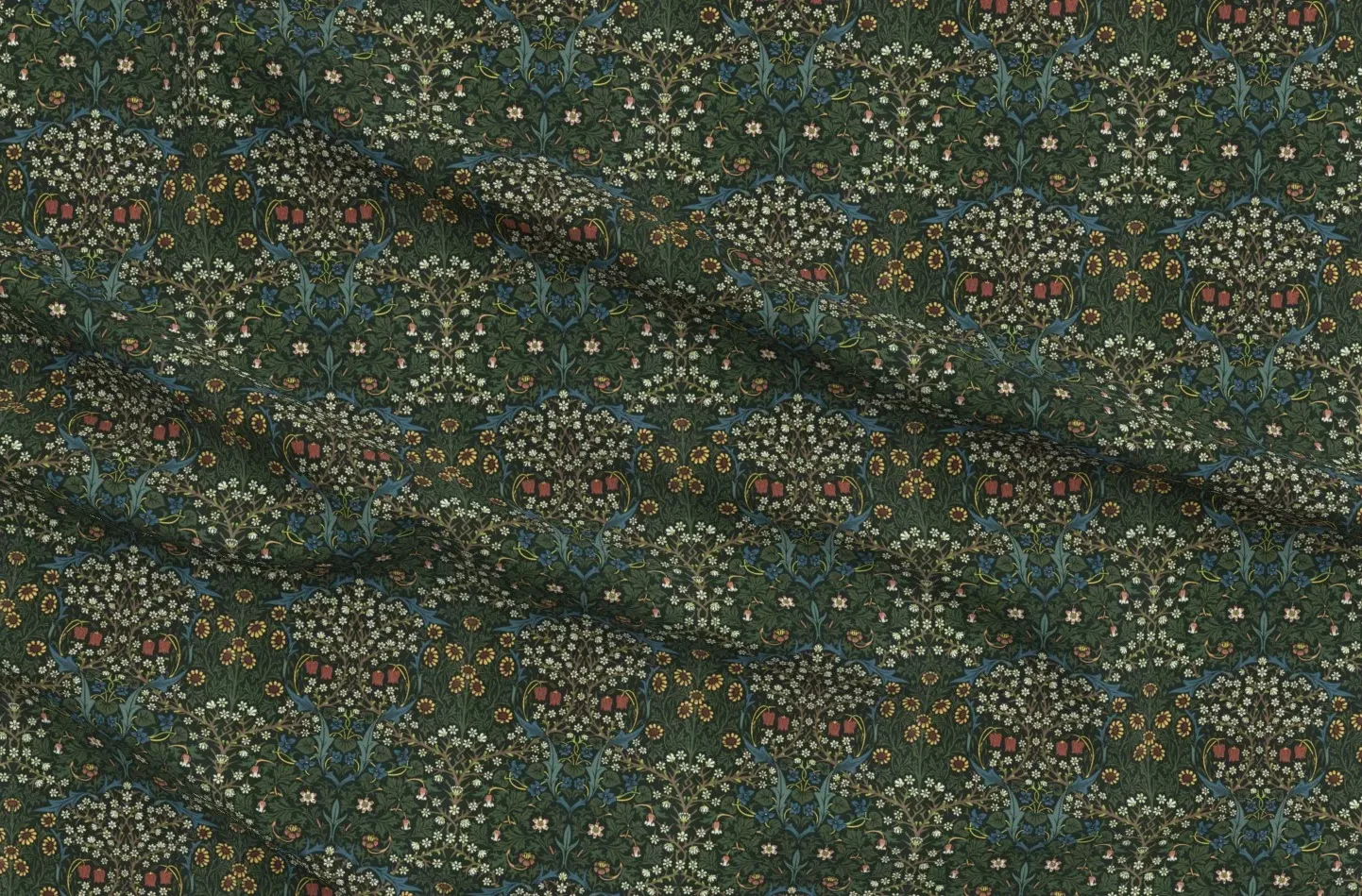 Blackthorn Vintage Arts & Crafts Pique Fabric - Dark Green product