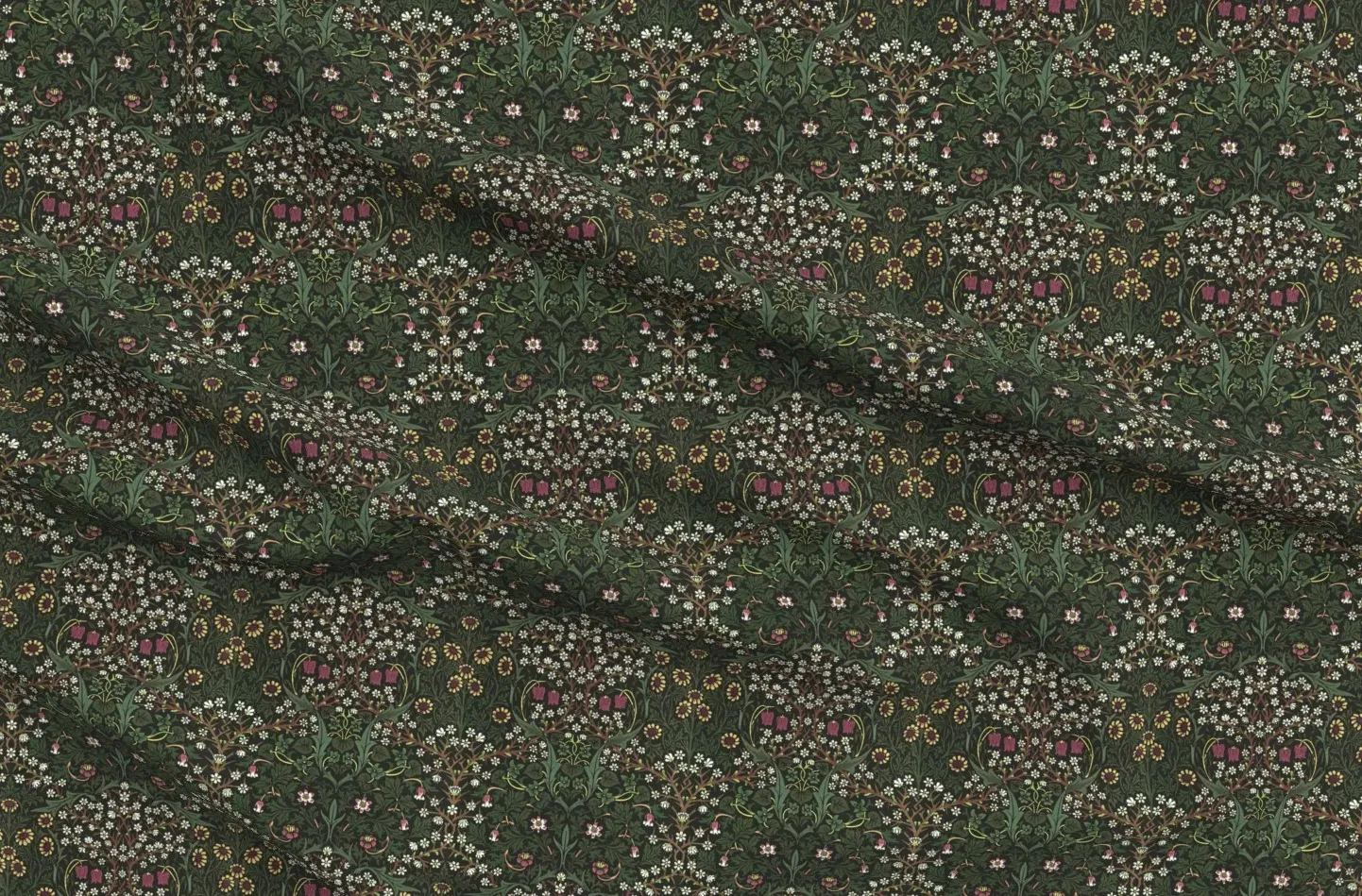 Blackthorn Vintage Spring Green Fabric - Dark Green product