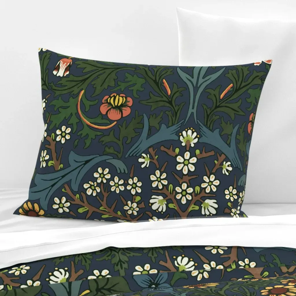 Blackthorn William Morris Standard Knife Edge Cushion - Dark Teal, Cotton Sateen product