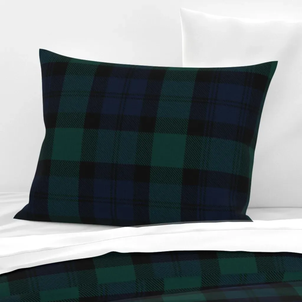 Blackwatch Tartan Standard Knife Edge Cushion - Dark Teal, Cotton Sateen product