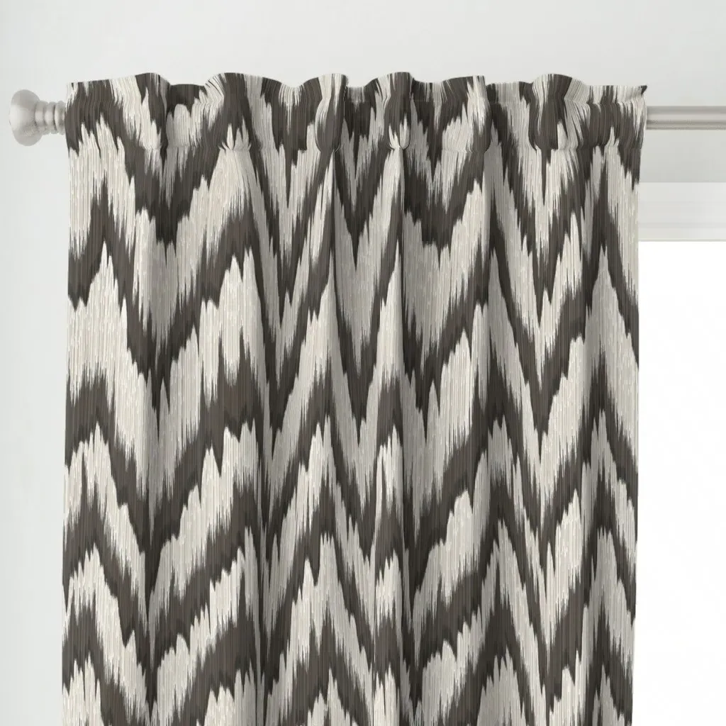 Blaze Warm Black On Cream Curtain Panel - Dark Gray alternate view