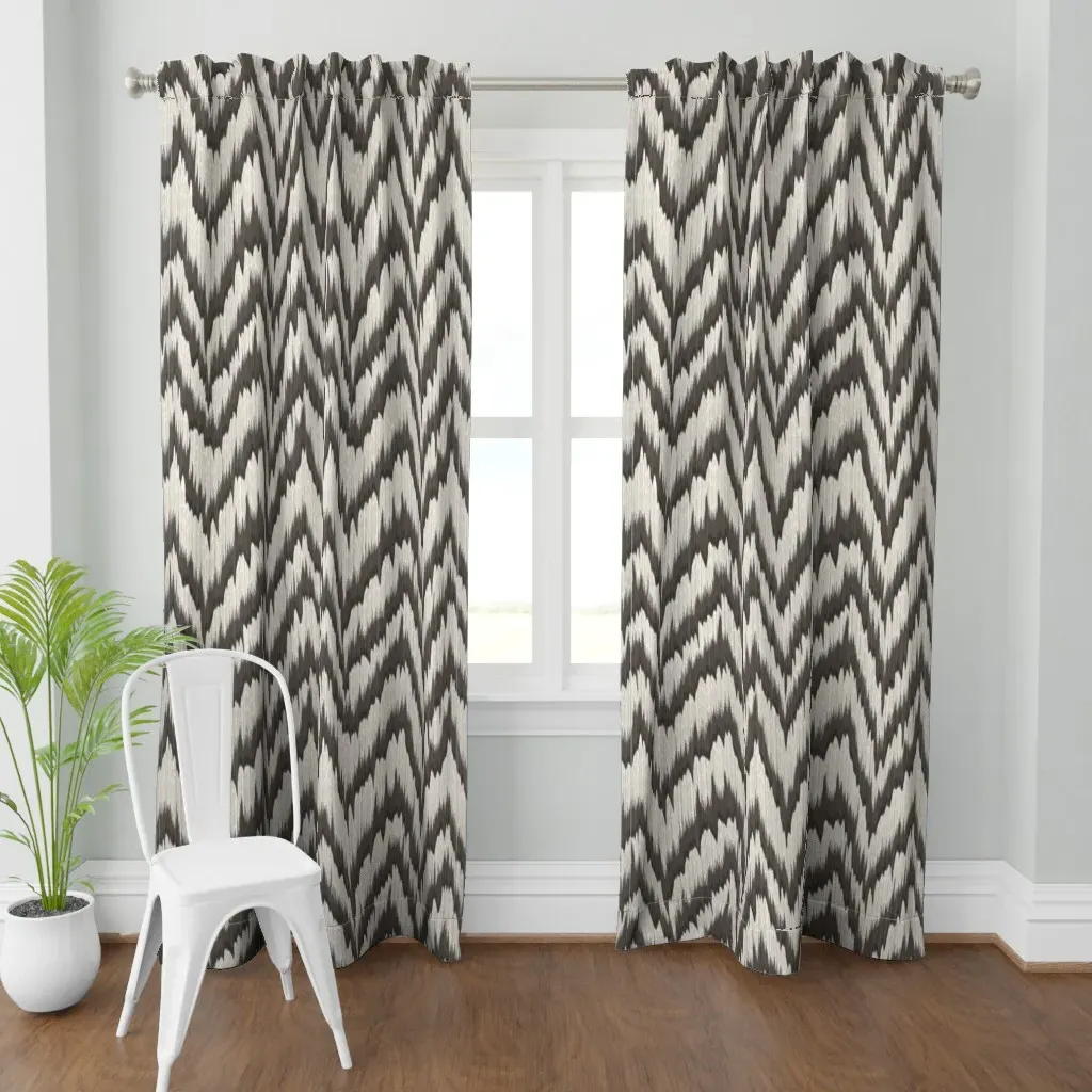 Blaze Warm Black On Cream Curtain Panel - Dark Gray product