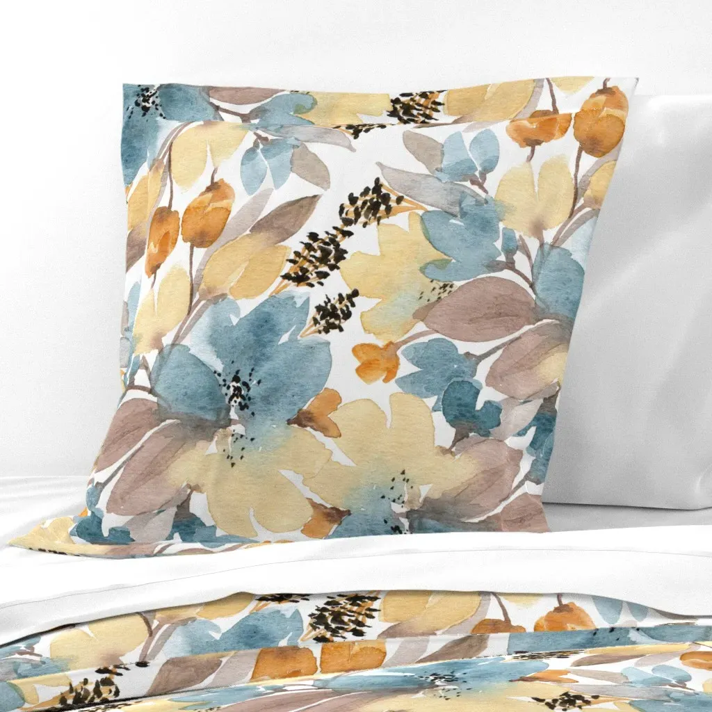 Blended Fall Floral Euro Pillow Sham - Pale Yellow product