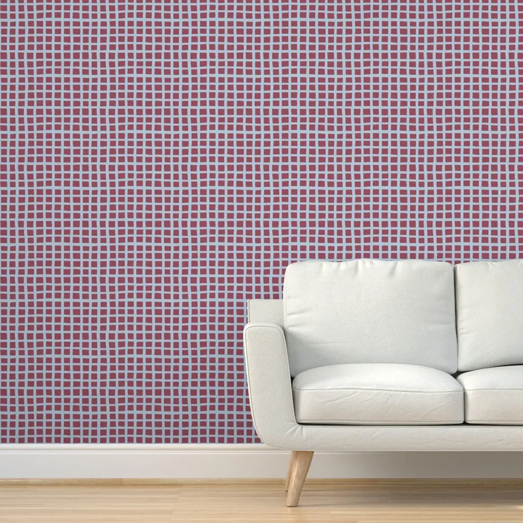 Block Love Peel and Stick Wallpaper - Blue, Wine Red product