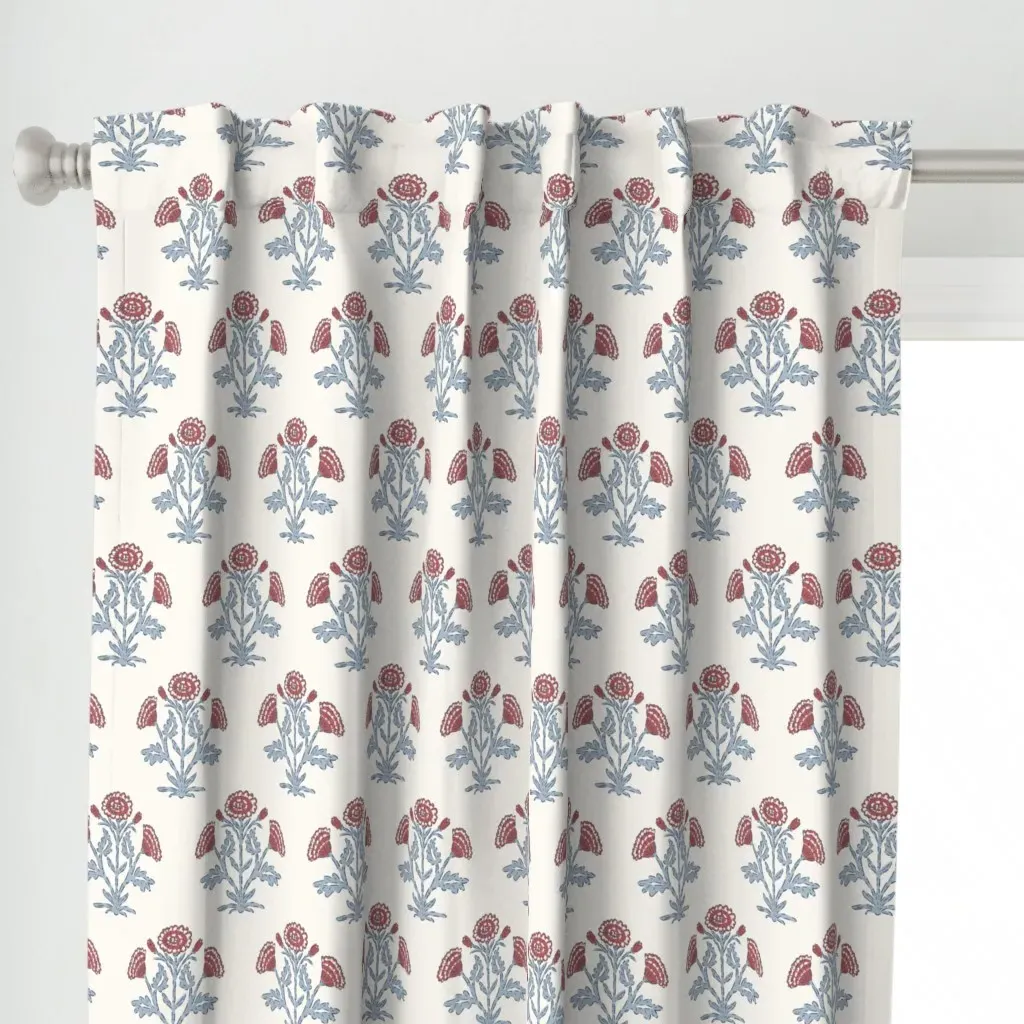 Block Marigold Curtain Panel - Maroon alternate view