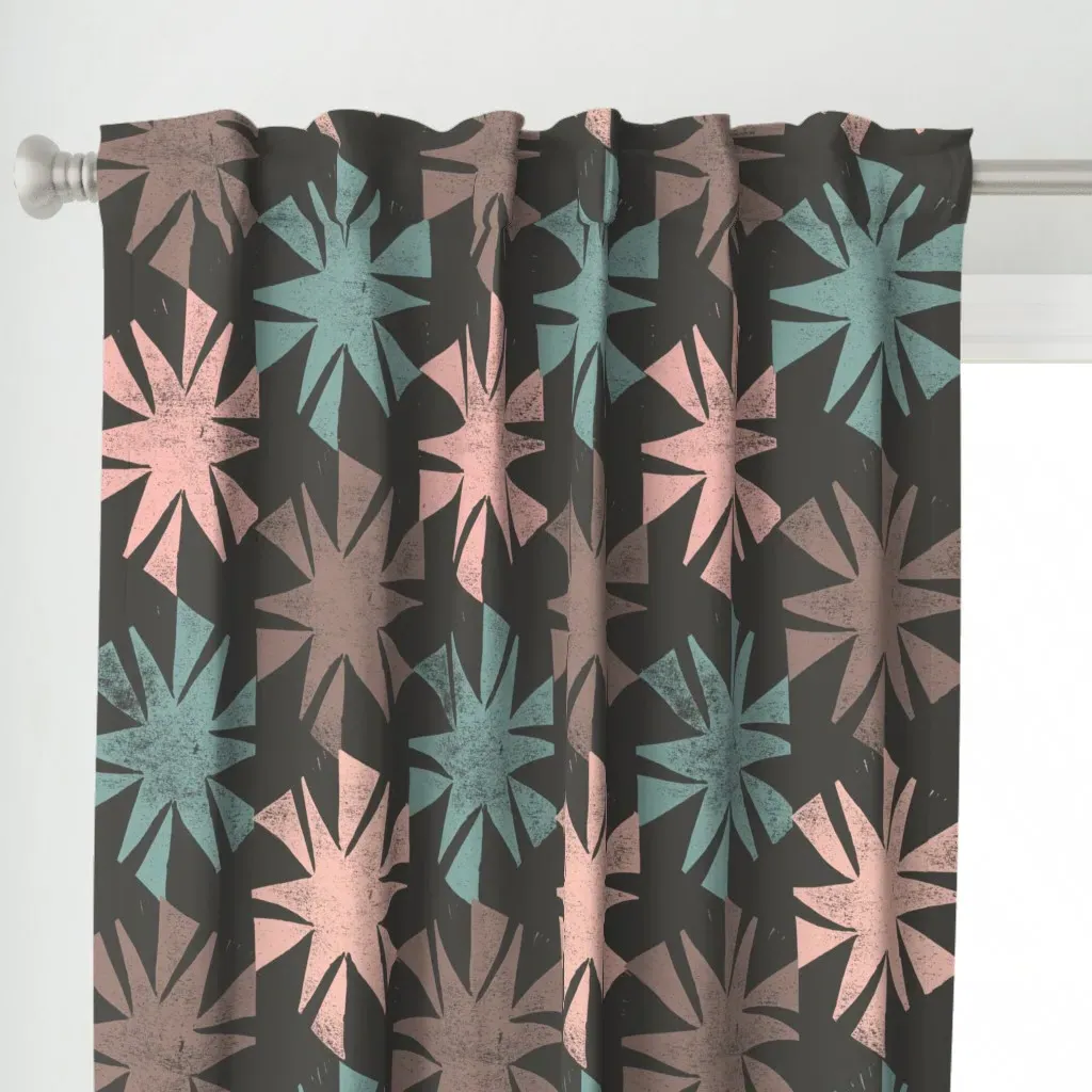 Block Print Accent Curtain Panel - Dusty Rose alternate view