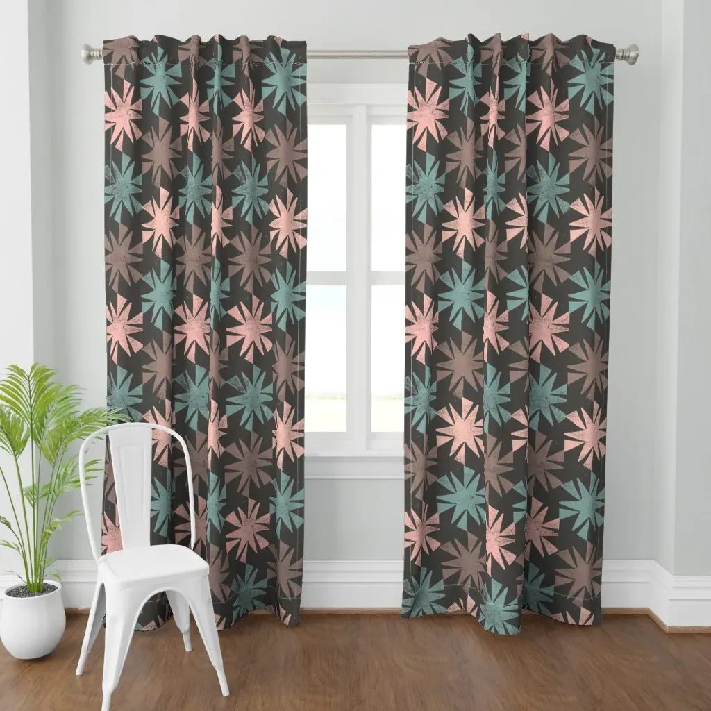 Block Print Accent Curtain Panel - Dusty Rose product