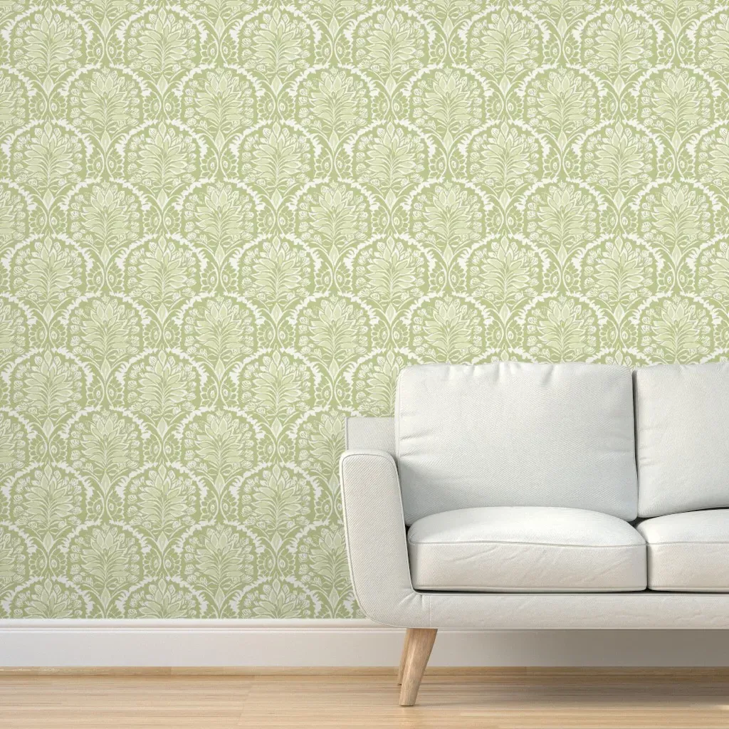 Block Print Arch Peel and Stick Wallpaper - Pale Green product