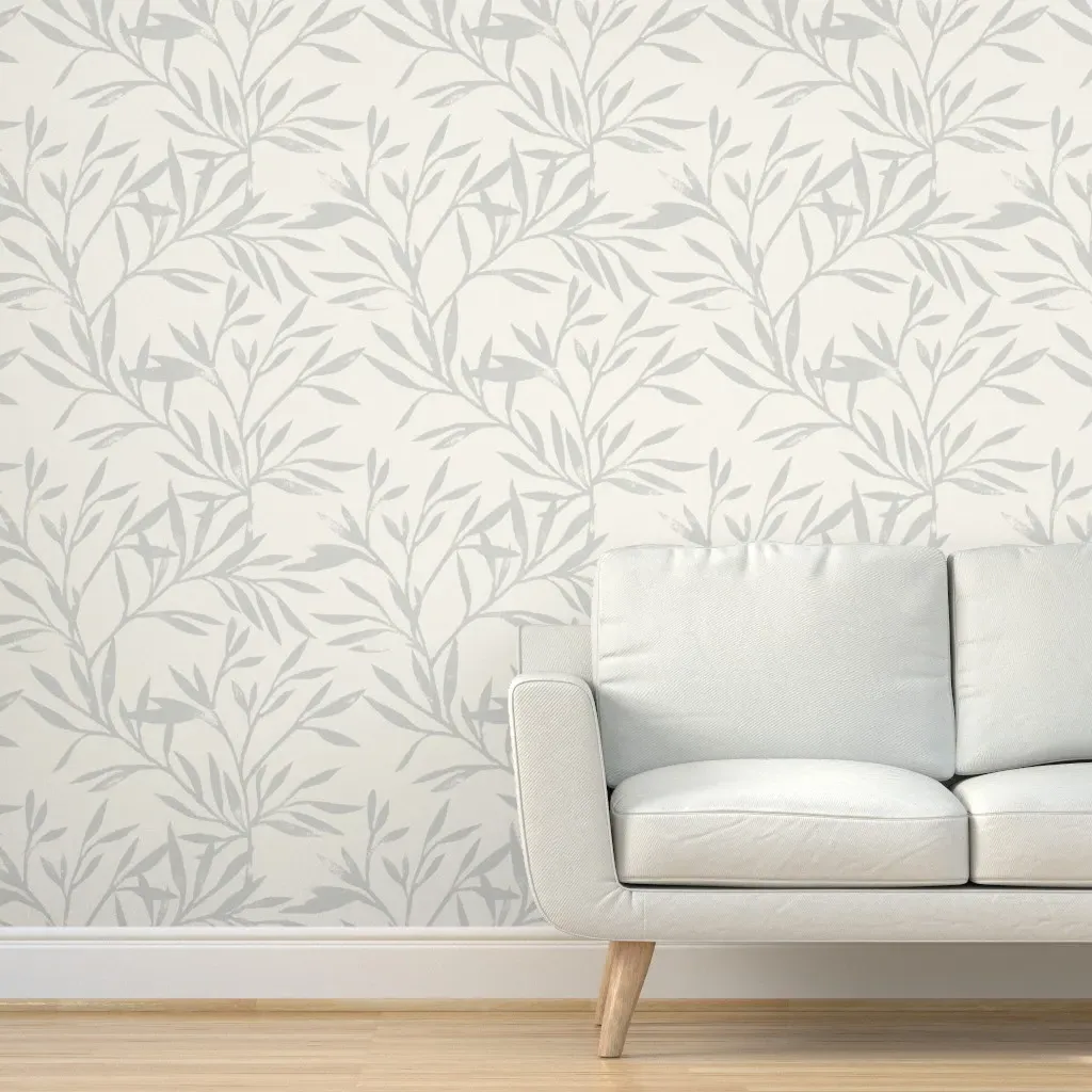 Block Print Botanical Branches Peel and Stick Wallpaper - Grey product