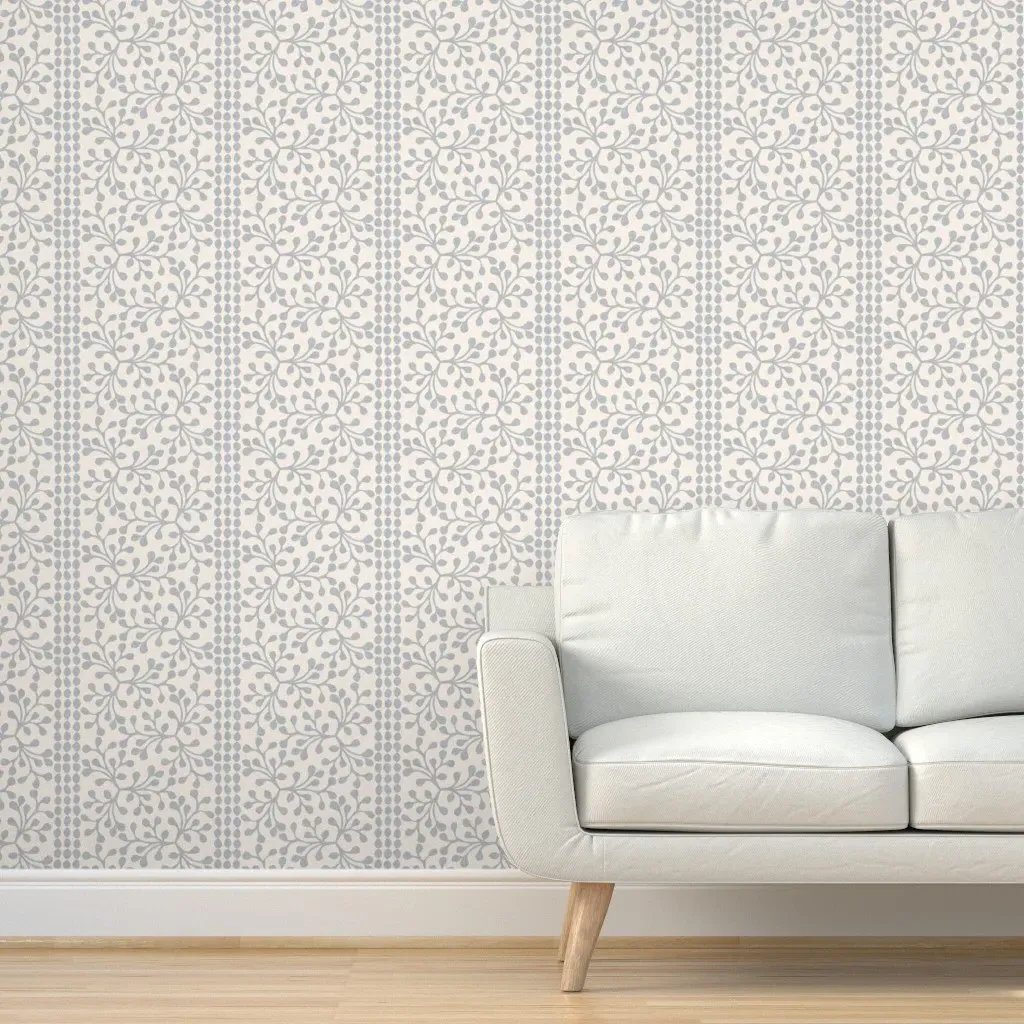 Block Print Branch Stripe Peel and Stick Wallpaper - Ivory product