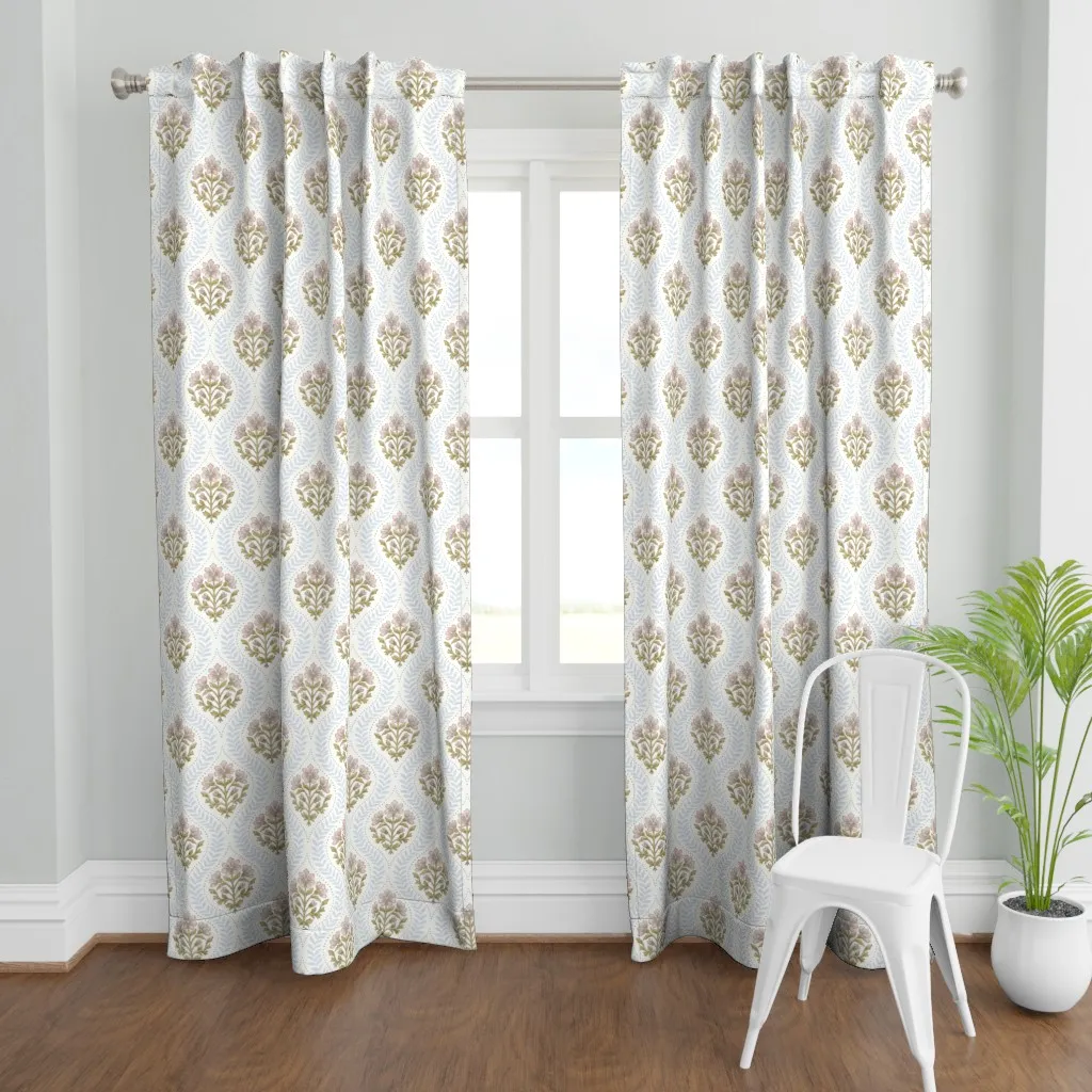 Block Print Cosmos Curtain Panel - Pink product