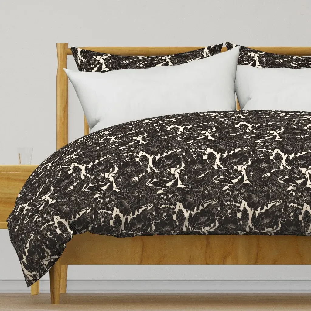 Block Print Enchanted Snake Duvet Cover - Black product