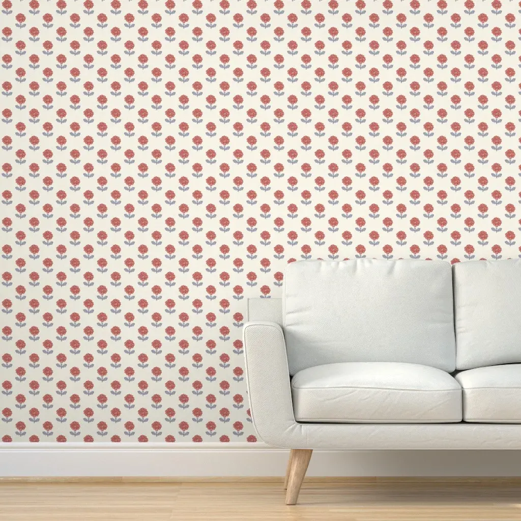 Block Print Floral Peel and Stick Wallpaper - Coral product