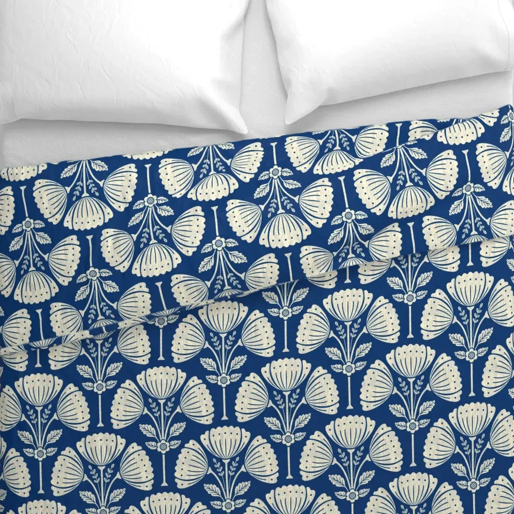 Block Print Flower Bouquet Duvet Cover - Off-White alternate view
