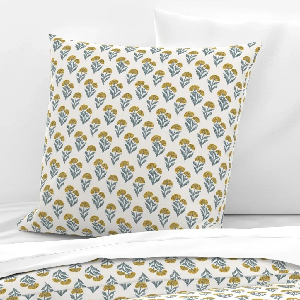 Block Print Marigold Floral Euro Pillow Sham - Yellow product