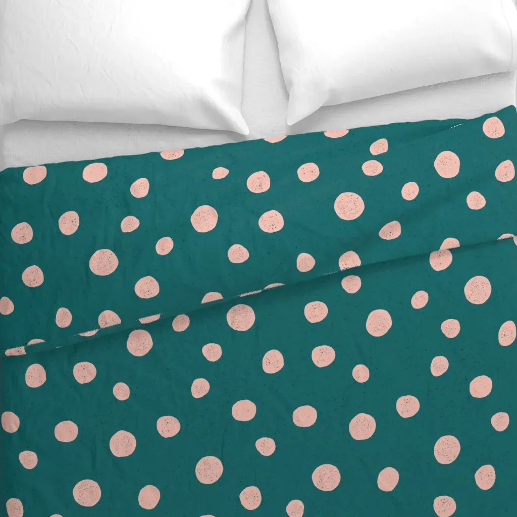 Block Print Polka Dot Duvet Cover - Teal alternate view