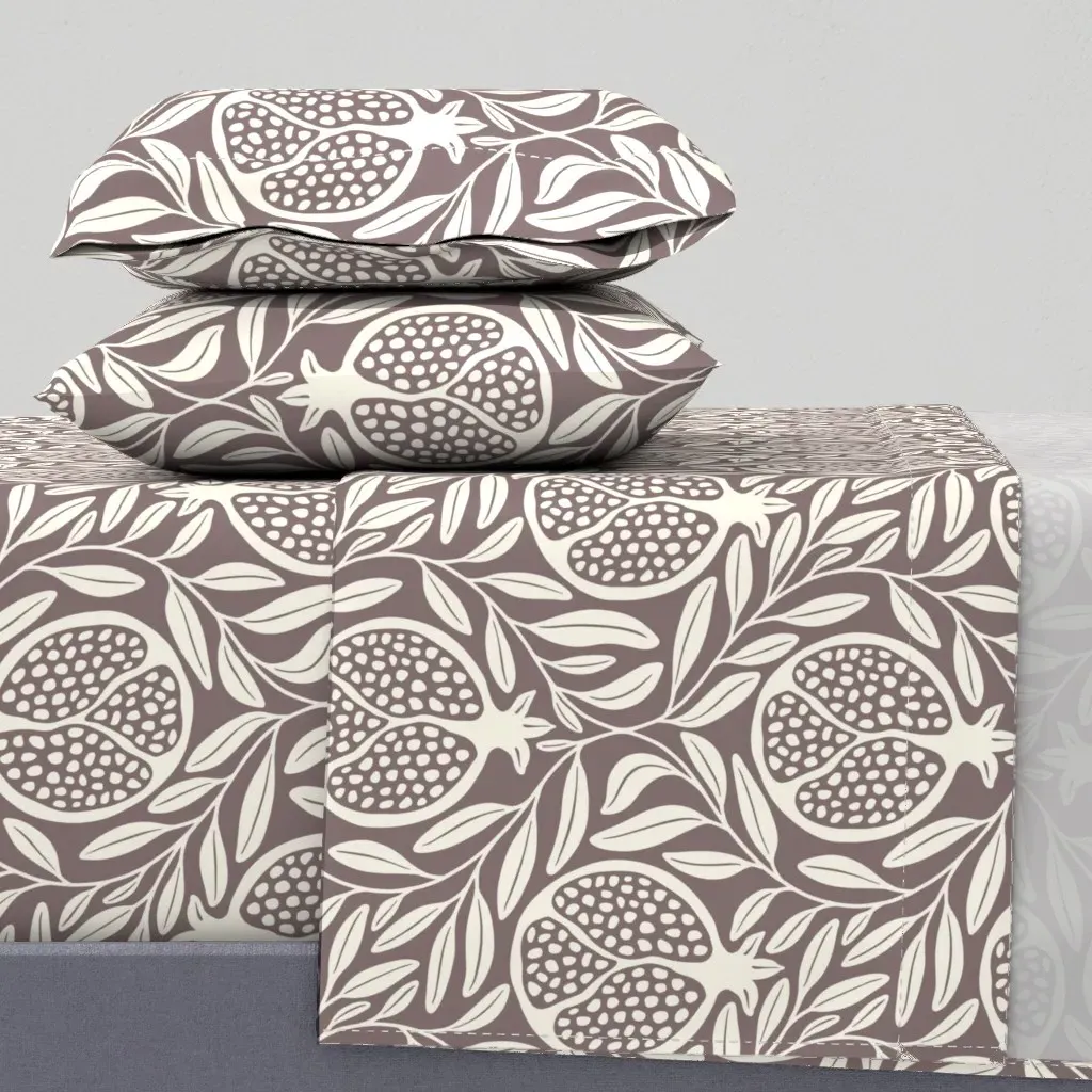 Block Print Pomegranates Art Nouveau Full Sheet Set - Cinnamon Slate product