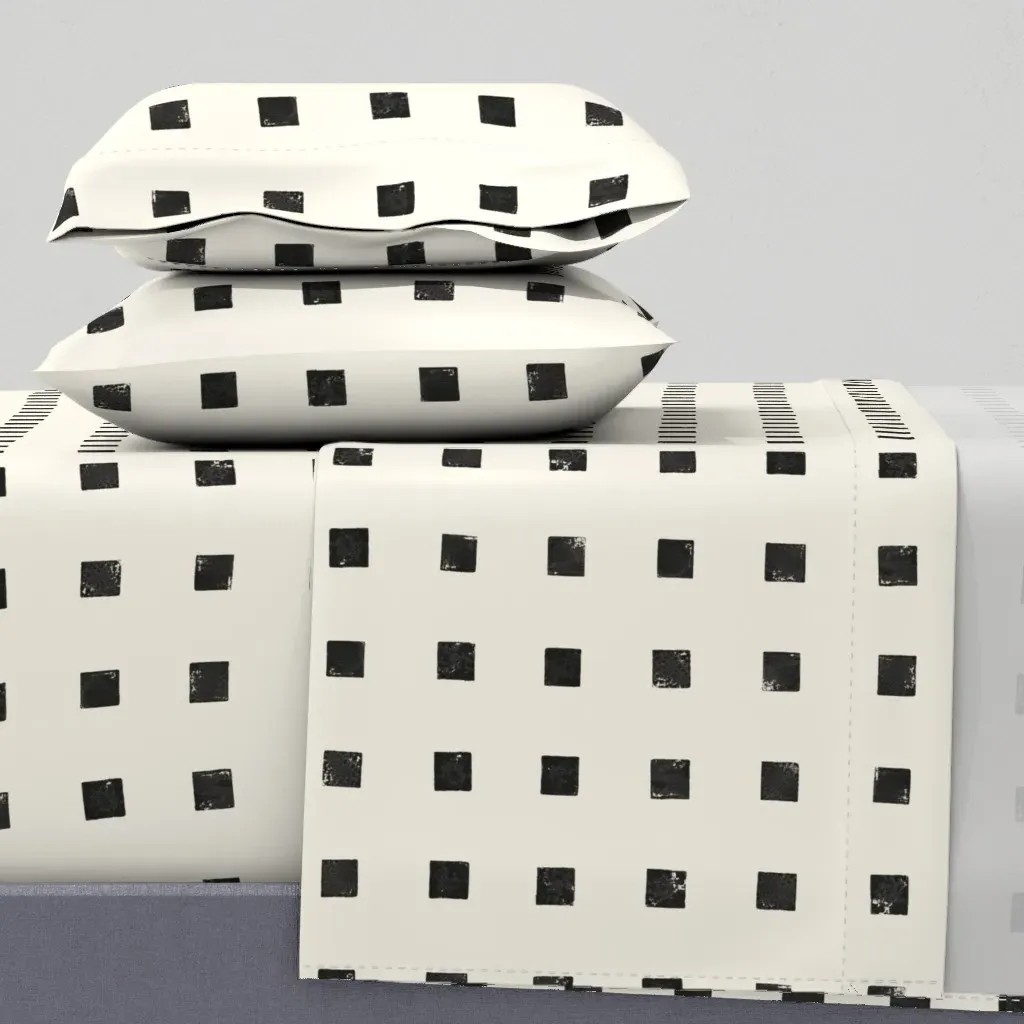 Block Print Queen Sheet Set - Black, Cream product