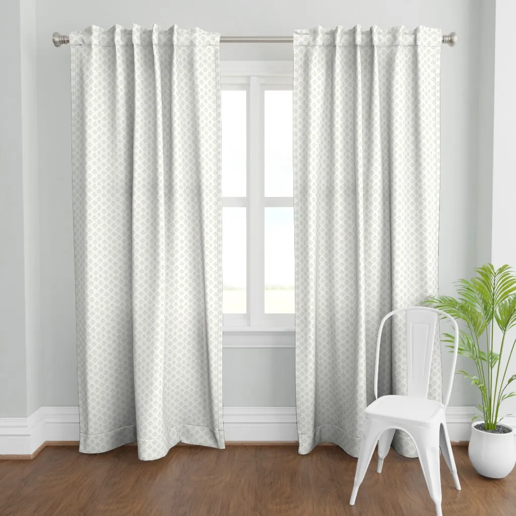 Block Print Sprig Curtain Panel - Light Blue product