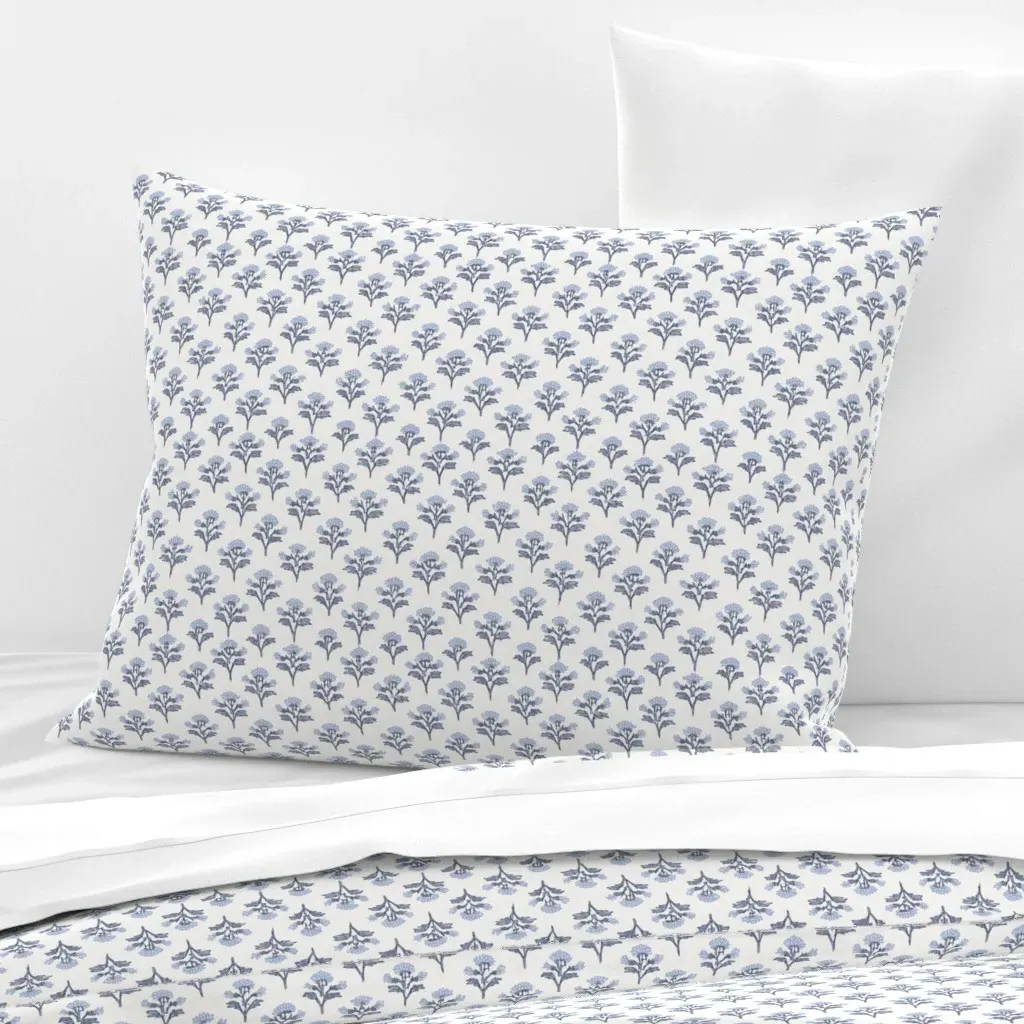 Block Print Sprig Standard Knife Edge Pillow - Indigo, Cotton Sateen product