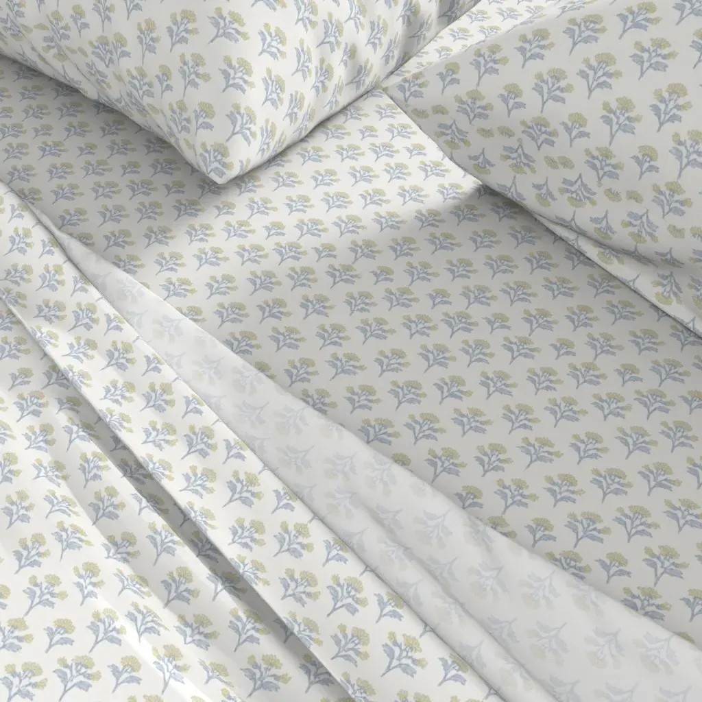 Block Print Sprig Twin XL Sheet Set - Pale Yellow alternate view