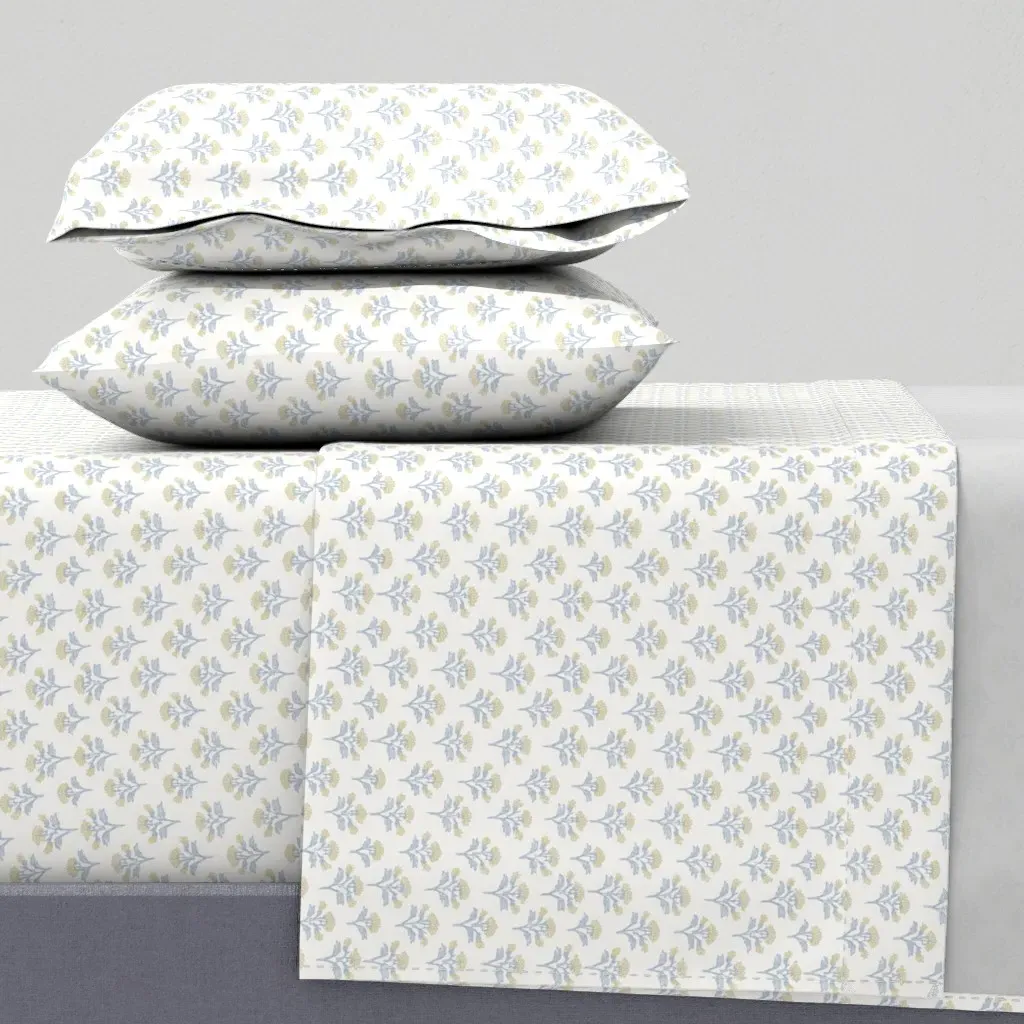 Block Print Sprig Twin XL Sheet Set - Pale Yellow product