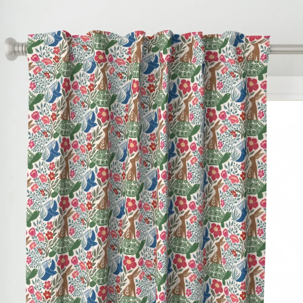 Block Print Style Curtain Panel - Green alternate view