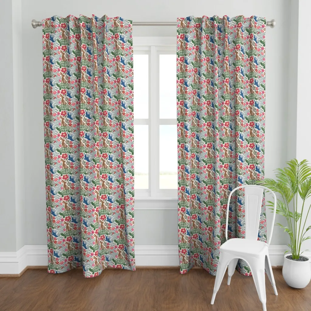Block Print Style Curtain Panel - Green product