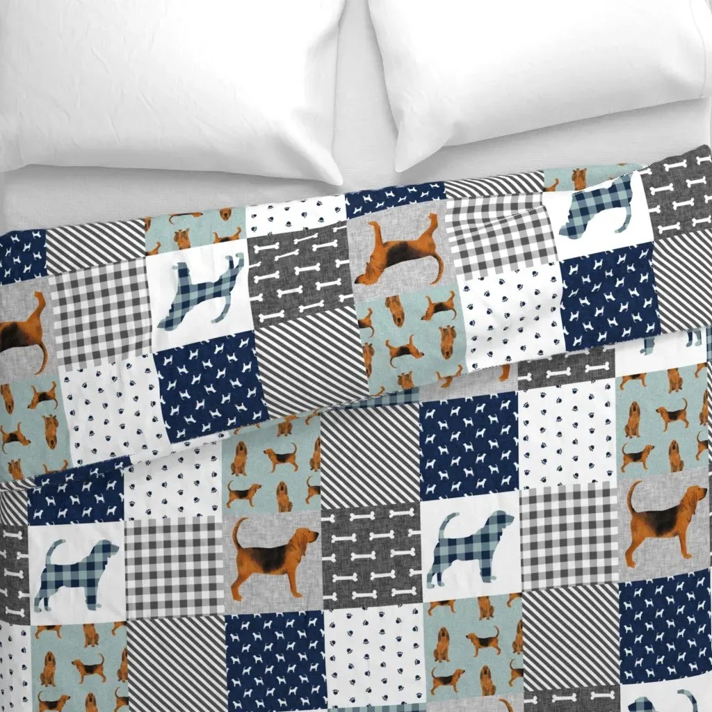 Bloodhound Pet Quilt Dog Duvet Cover - Navy Blue alternate view