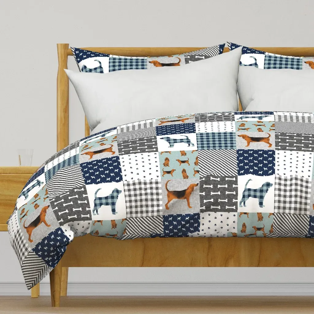 Bloodhound Pet Quilt Dog Duvet Cover - Navy Blue product